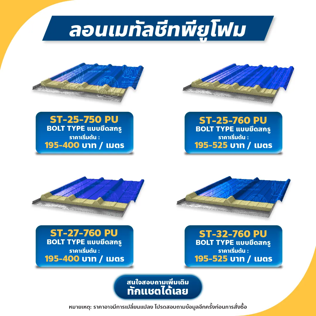 ลอนเมทัลชีทราคา แบบพียูโฟม