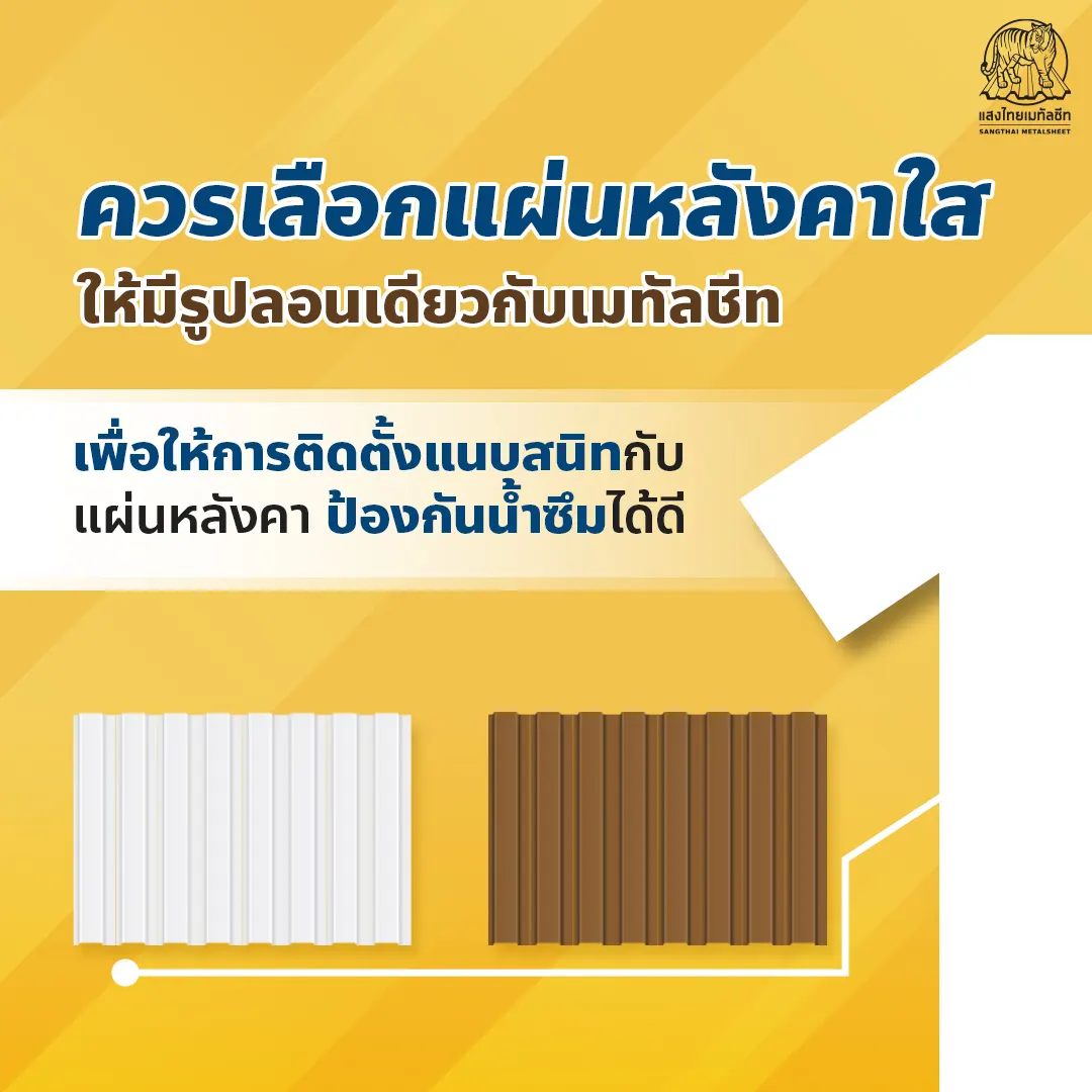 ติดตั้งแผ่นหลังคาใส ควรเลือกรูปลอนเดียวกันกับเมทัลชีท