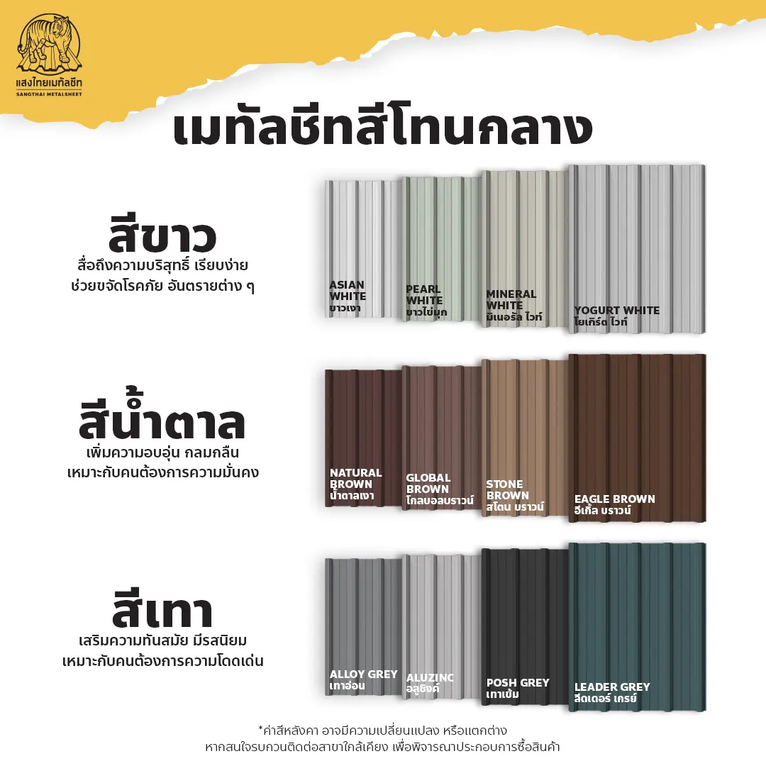 เมทัลชีทสีโทนกลาง และความหมายสีหลังคาบ้านมงคล