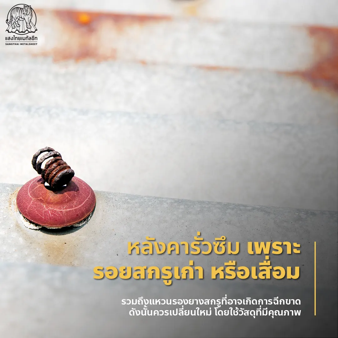สาเหตุที่ 3 หลังคารั่วซึม เพราะ รอยสกรูเสื่อม พร้อมวิธีซ่อมหลังคารั่ว 