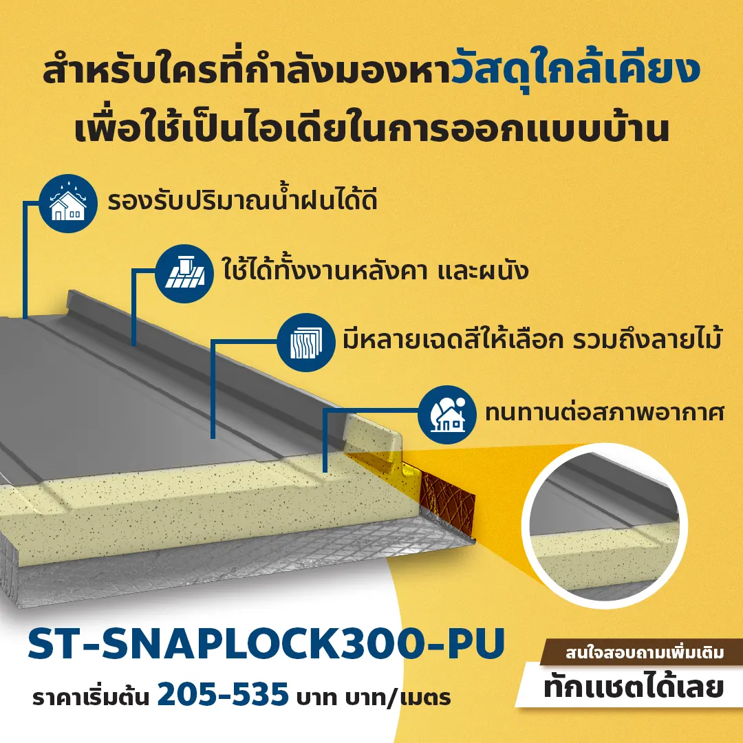 ST-SNAPLOCK300-PU จากแสงไทย ทางเลือกที่ใช่ สำหรับบ้านเมทัลชีทหลังเล็ก 