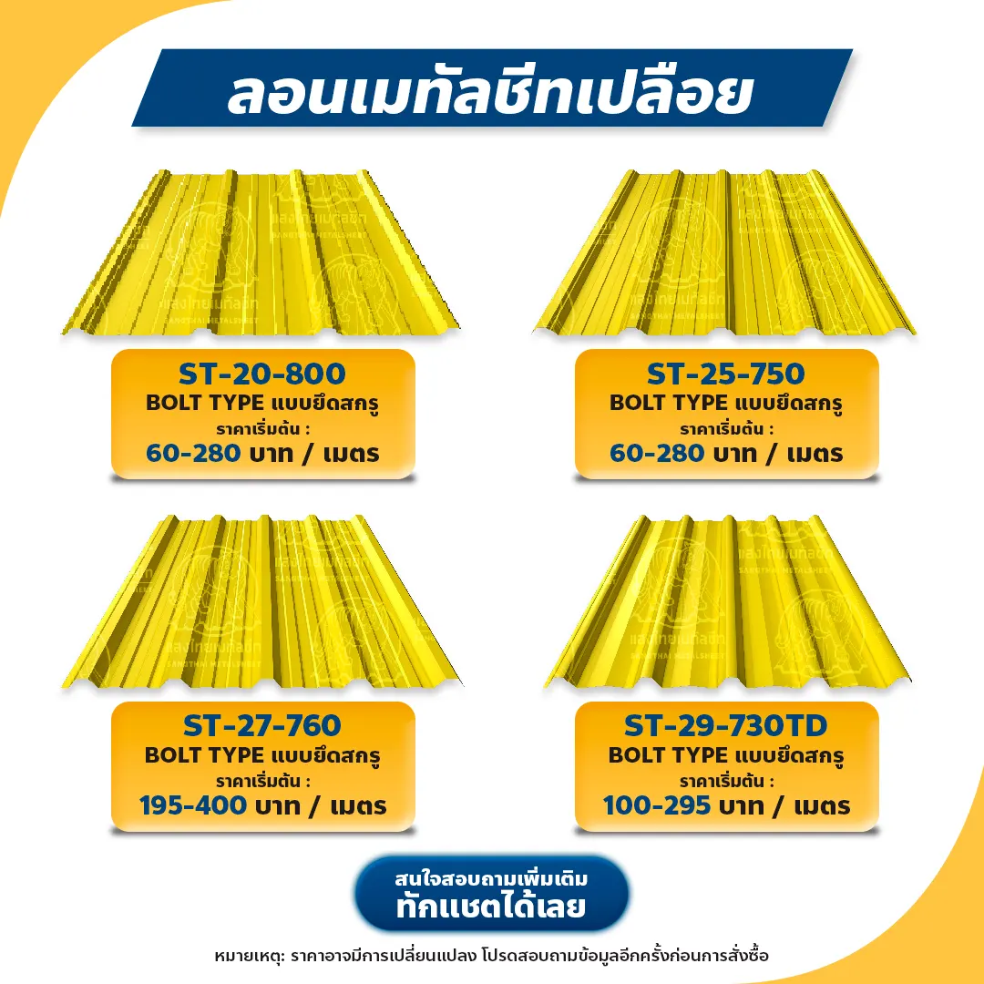 ลอนเมทัลชีทราคา แบบเปลือย 