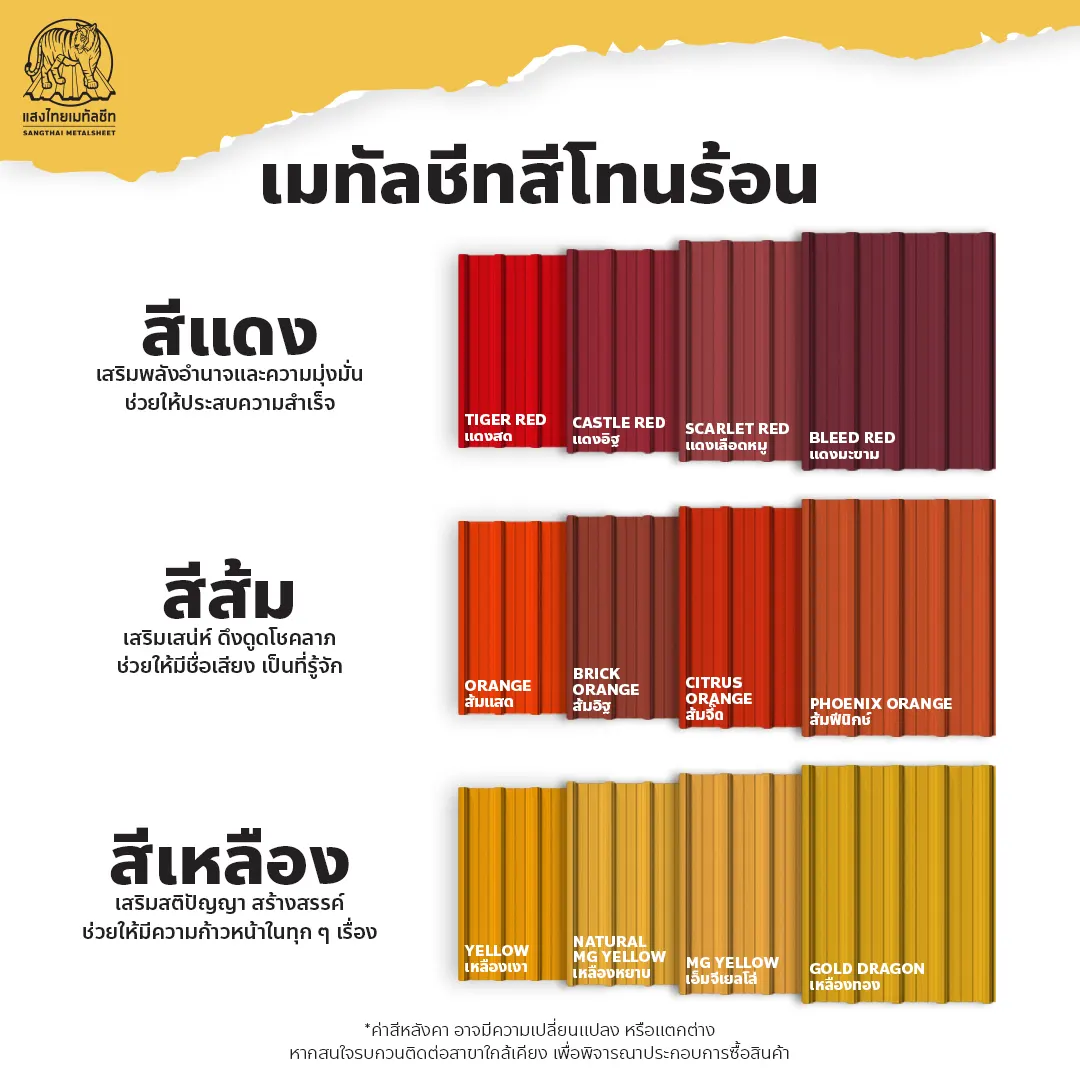 เมทัลชีทสีหลังคาบ้านมงคลโทนร้อน