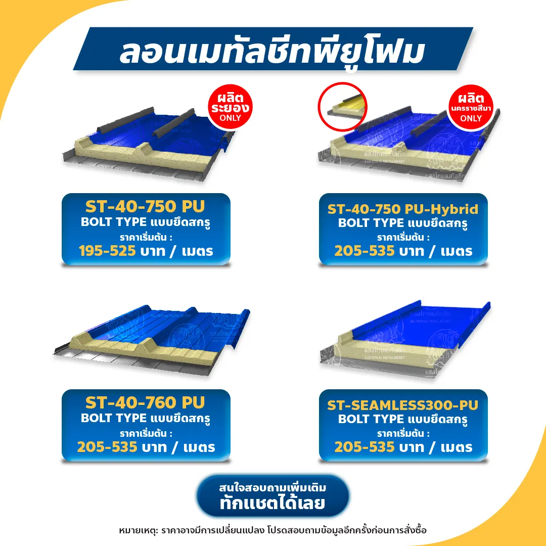 เมทัลชีทราคาแบบพียูโฟมเท่าไร