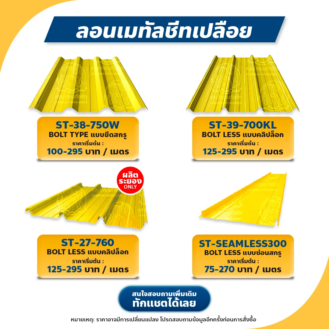 หลังคาเมทัลชีทเปลือย ราคา